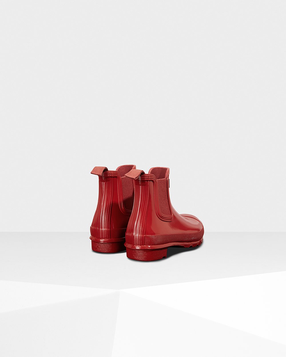 Womens Hunter Original Gloss - Chelsea Boots Red - 0957-DAMTW